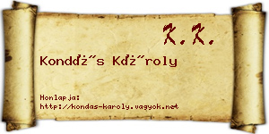 Kondás Károly névjegykártya