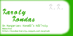 karoly kondas business card